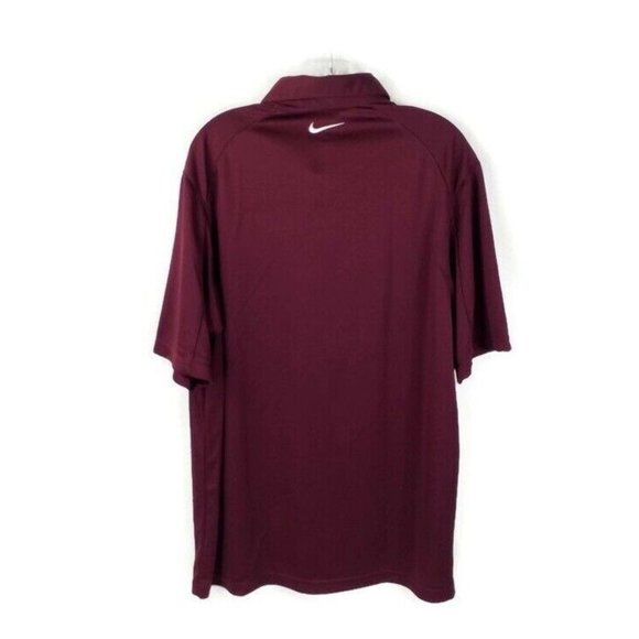 Nike Team iHoops First Logo Burgandy Short Sleeve Fit Dry Polo Shirt Mens Large - Picture 2 of 12